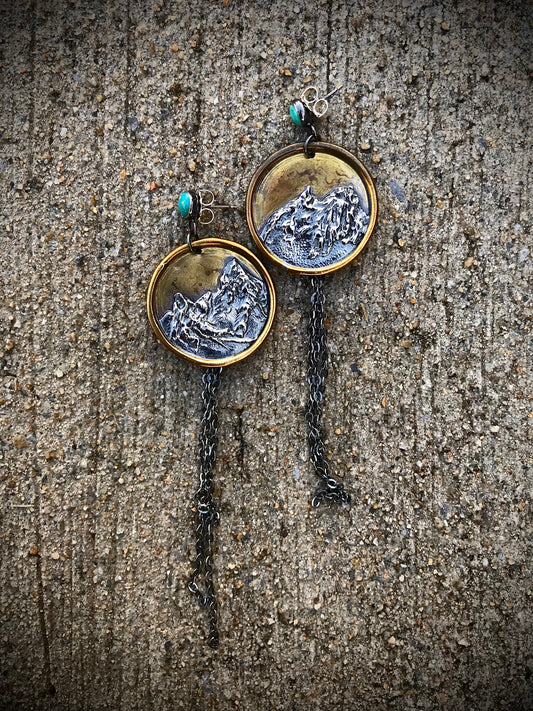 Turquoise + Mountain Fringe Earrings