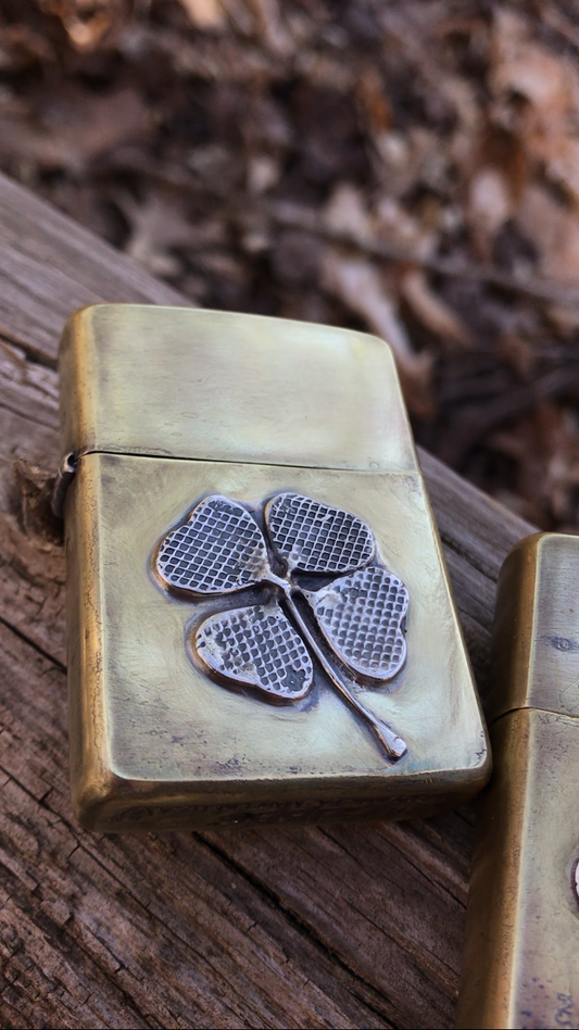 Textured Silver Shamrock Zippo Lighter